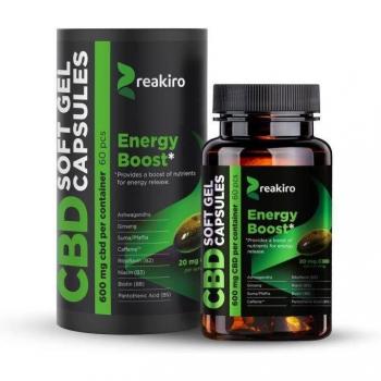 Reakiro Energy Boost CBD Capsules 60 Count 600mg