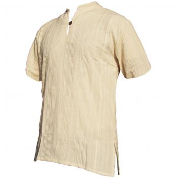 Fisherman‑Style Hemd von PANASIAM – kurzarm, XL, Naturweiß, Bio-Baumwolle