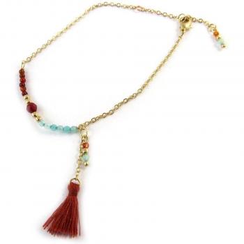 Pulsera Altaï Roja y Verde con Detalles Dorados