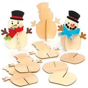 D Wooden Snowmen Craft Kits for Kids (Pack of 6)