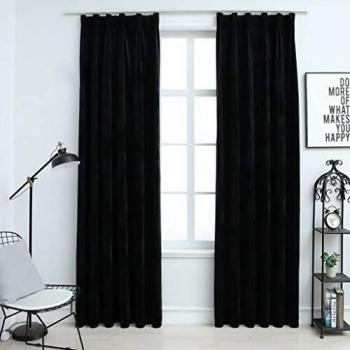 VidaXL Blackout Window Curtains 2 pcs with Hooks Velvet Black 140x175 cm