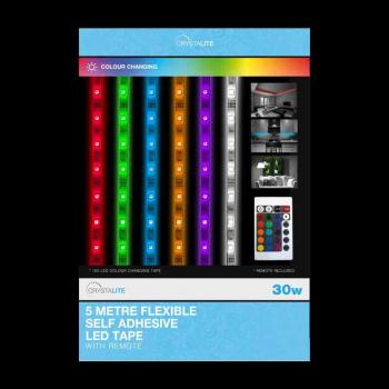 LED Colour Changing 5 Metre Tape Kit & Remote Control 30W CLED5MCCTK1PKB2 STATUS