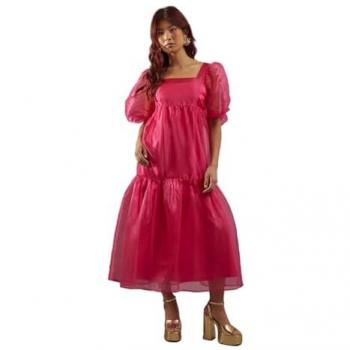 Womens Organza Square Neck Midaxi Dress