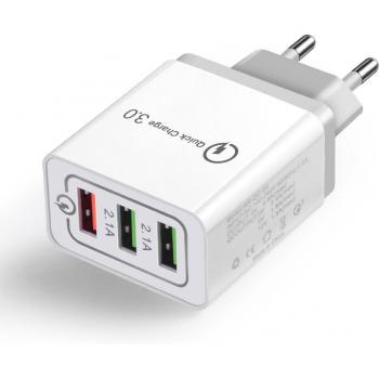 12V 1.5A 3-Port Quick Charger QC 3.0 for iPhone XS Max XR 8 7 Plus Samsung Huawei Xiaomi