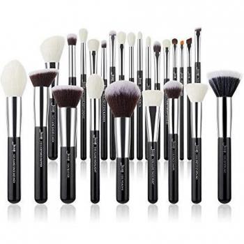 Jessup Make-up Pinsel Set, 25 Stück, professionell, für Augen und Gesicht, Schwarz/Silber