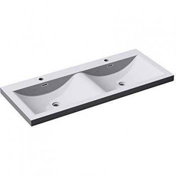 SOGOOD doporro BTH 120x48x12 cm – Einbauwaschbecken Colossum 03 aus Gussmarmor (Weiß)