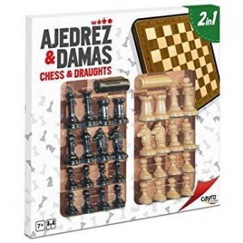 Cayro Artisan Chess & Checkers Tabletop – Black/White – 40 cm by 40 cm, 4 mm thickness