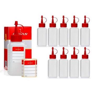 Kunststoffflaschen für Liquids, 10 Stück à 100 ml mit roten Tropfverschlüssen
