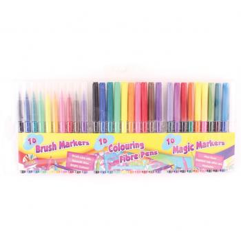 Master Colouring Marker Bundle – 24 Pieces (8 Fibertip, 8 Magic, 8 Brush)