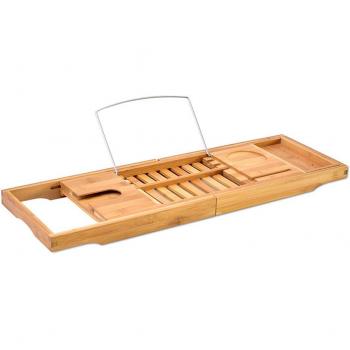 Plateau de baignoire en bambou A30 avec support de lecture extensible