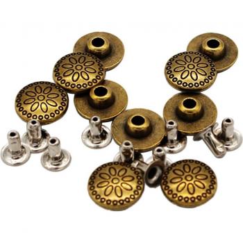 10 Rivets Fleurs Rondes 11mm pour Artisanat de Bracelets