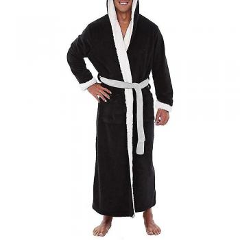 Albornoz Negro con Capucha para Hombre