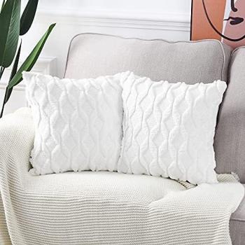 Madizz European Style Velvet Cushion Cases – White, 12x12″