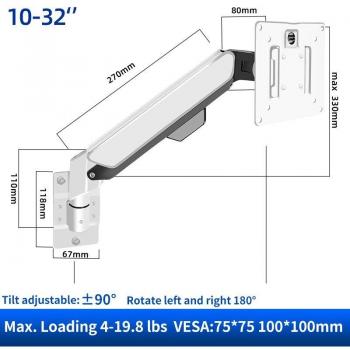 Support d'affichage PC Hallport 10-32, bras articulé avec ressort à gaz, charge de 2-9 kg