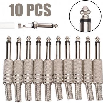 10pcs 6.35mm Jack Plug Male Mono Adapter