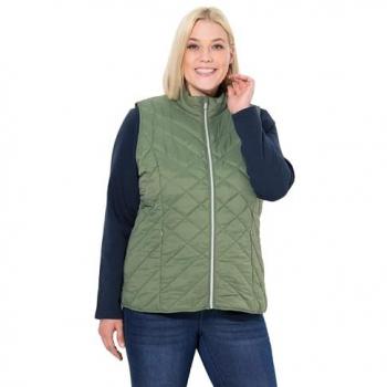 Ulla Popken Green HYPRAR Damen-Steppweste – wasserresistent, Größe 58/60, Polyester