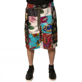 Dazzle Drip Patchwork Cargo Bermuda Shorts – Men’s Medium