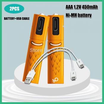 Batería AAA recargable 1.2V 450mAh con cable micro-USB para control remoto