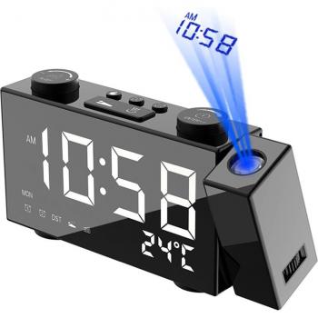 Multi‑Modus Wecker: Projektion, FM, USB & Schlummer
