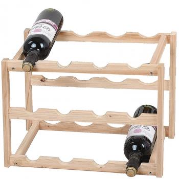 Knight Style 3‑Tier Wine Rack – 42 × 26 × 30 cm, Natural/Dark Finish