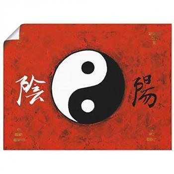 ARTLAND Wandkunst “Yin & Yang” – Rot, 40 x30 cm – Hochwertiges Alubild für alle Räume