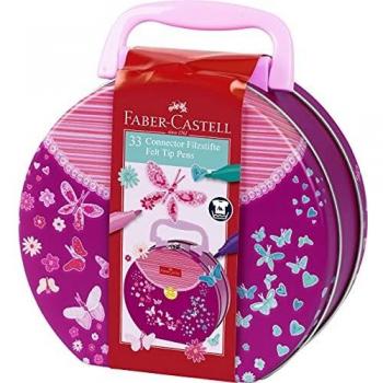 ROTULADORES FABER CASTELL CONECTOR EN MALETÍN ROSA 33 COLORES