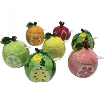 Tarro de condimentos con diseño de frutas