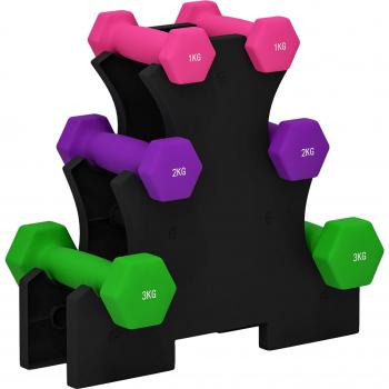 Sportnow 2 x 1kg, 2 x 2kg, 2 x 3kg Dumbbell Set with Rack