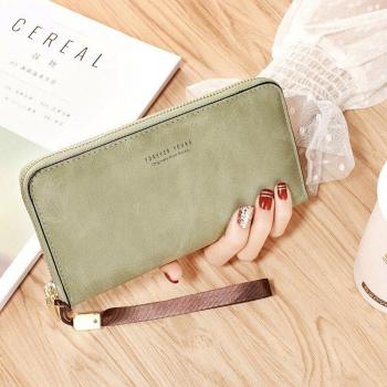 Portefeuille Long Femme en Cuir avec Fermeture À Glissière