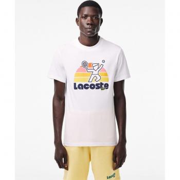 Herren Tennis-T-Shirt Lacoste Tennis-Print T-Shirt mit gewaschenem Effekt