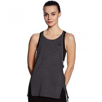 Women’s PUMA Dancer Tank Top in Black Heather with Stripe