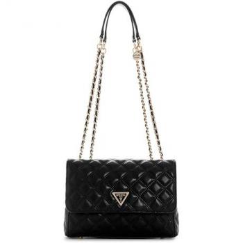 Borsa a spalla Guess Giully II flaps convertibile nero