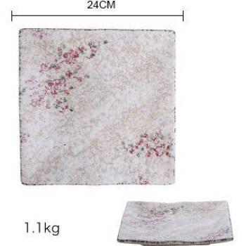 Floral Printed Ceramic Dinner Plates Small Pink Under Glaze