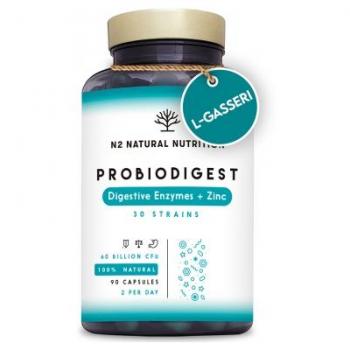 N2 Nutrition Naturelle ProBiodigest avec Zinc et Enzymes Digestives 90 Capsules