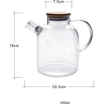 Large Clear Borosilicate Glass Tea Pot
