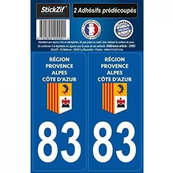 STICKZIF SR83 Autocollant Département 83, Set de 2