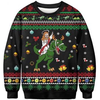 Tops Navideño 3D: Jesús sobre Dinosaurio Feo – 3XL