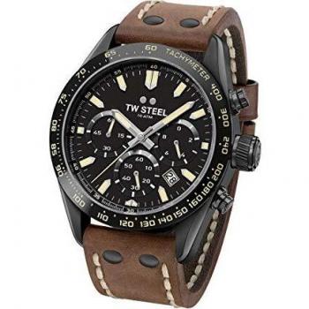 TW Steel Unisex Adult Chronograph Quartz Watch with Leather Strap CSH1