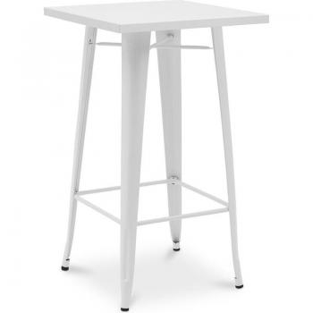 Quadruple Sgabello Tavolino Industriale 100 cm Bianco Galla