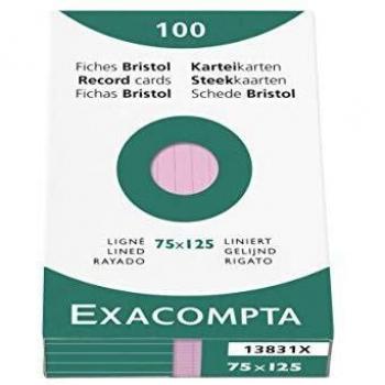 Étui de Fiches Exacompta 100 Lignées 75x125mm Rose