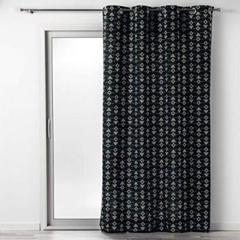 Rideau d'intérieur noir Letiko 140×240 cm, coton et œillets
