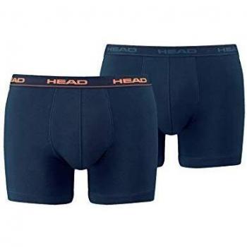 HEAD Herren Boxer-Shorts, Peacoat/Orange, S (2er Pack)