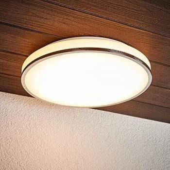 Lindby's Lyss Ceiling Light with 1 LED Light Source and White Glass for Bathroom Use