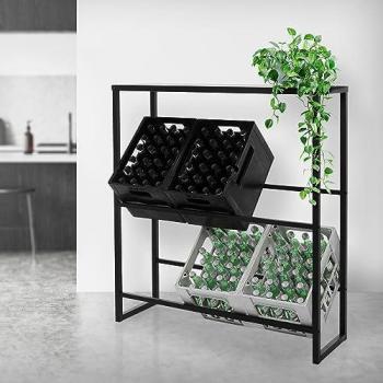 Rayonnage pour caisses de boissons 6 caisses 100x32x108,5 cm Anthracite en métal ML-Design