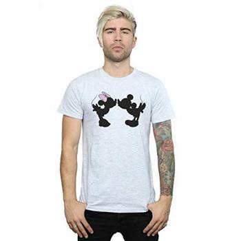 T-shirt Disney Mickey Minnie silhouette baiser gris pour homme