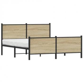 Estructura de cama sin colchón metal roble Sonoma 140x190 cm