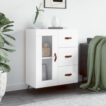VidaXL Aparador de madera contrachapada blanco brillante 69,5x34x90 cm