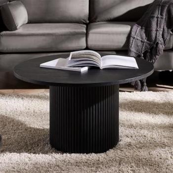 Julian Bowen Louis Black Ash Fluted Round Coffee Table 80cm