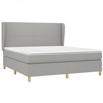 Boxspringbett mit Matratze 180x200 cm in elegantem Hellgrau