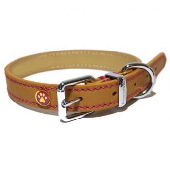 Halsband hond van hoogwaardig leer zand